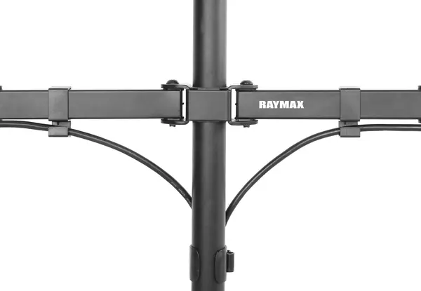 RM-220C / RAYMAX Heavy Duty Dual Monitor Stand with C- Clamp & Grommet / Fits 13-32 inch Monitor up to 8Kg weight capacity/ Height adjustable Monitor Arm/ Dual Monitor stand for Desk.